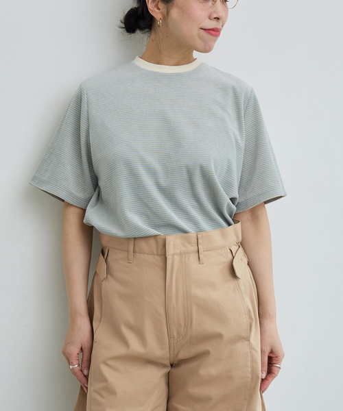 IENA LA BOUCLE（イエナラブークル）の「IENA LA BOUCLE ベロアボーダーTシャツ（Tシャツ/カットソー・レディース・ダークブルー/ベージュ系その他・FREE）」の5枚目の写真