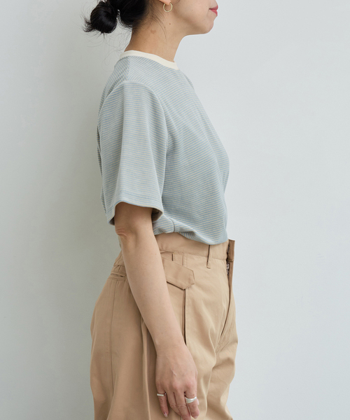 IENA LA BOUCLE（イエナラブークル）の「IENA LA BOUCLE ベロアボーダーTシャツ（Tシャツ/カットソー・レディース・ダークブルー/ベージュ系その他・FREE）」の8枚目の写真