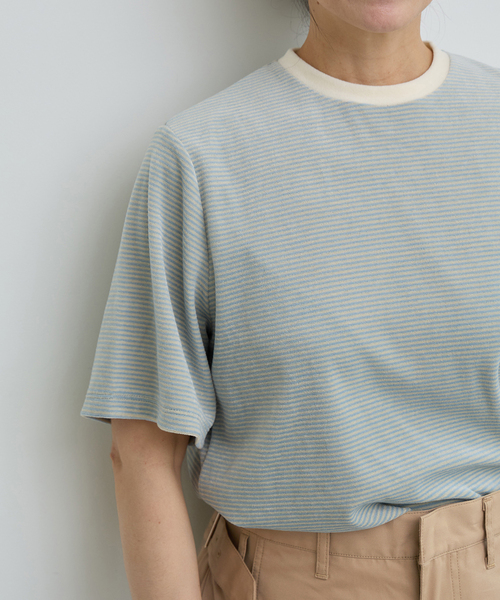 IENA LA BOUCLE（イエナラブークル）の「IENA LA BOUCLE ベロアボーダーTシャツ（Tシャツ/カットソー・レディース・ダークブルー/ベージュ系その他・FREE）」の9枚目の写真