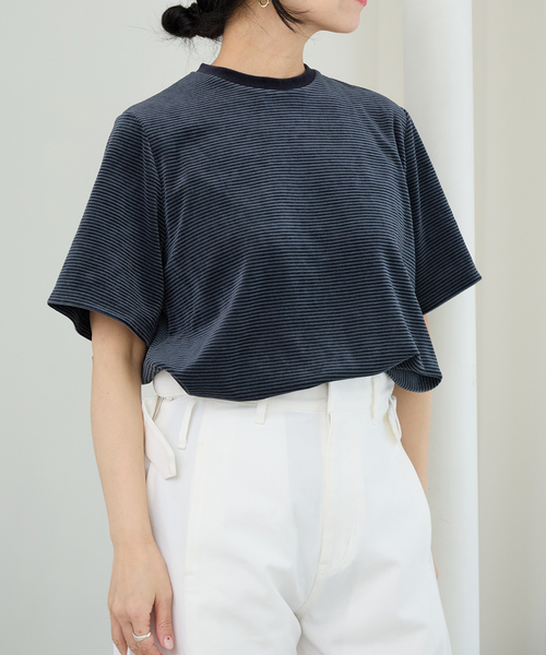 IENA LA BOUCLE（イエナラブークル）の「IENA LA BOUCLE ベロアボーダーTシャツ（Tシャツ/カットソー・レディース・ダークブルー/ベージュ系その他・FREE）」の13枚目の写真