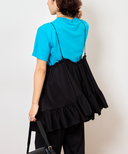 Bonum(ボナム)の「SATIN RUFFLE MINI DRESS:ワンピース(ワンピース・レディース・ブラック・FREE)」の8枚目の写真
