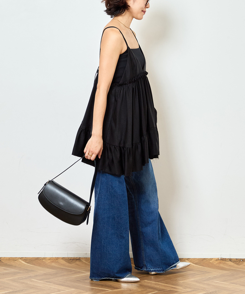 Bonum(ボナム)の「SATIN RUFFLE MINI DRESS:ワンピース(ワンピース・レディース・ブラック・FREE)」の14枚目の写真