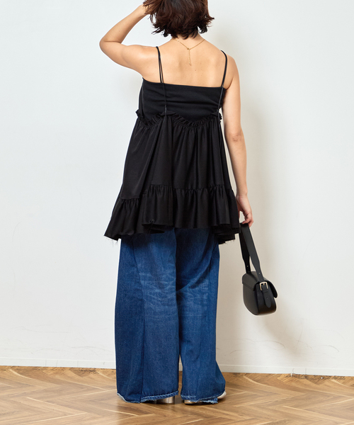 Bonum(ボナム)の「SATIN RUFFLE MINI DRESS:ワンピース(ワンピース・レディース・ブラック・FREE)」の15枚目の写真