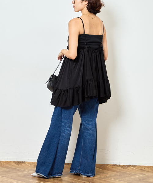 Bonum(ボナム)の「SATIN RUFFLE MINI DRESS:ワンピース(ワンピース・レディース・ブラック・FREE)」の16枚目の写真