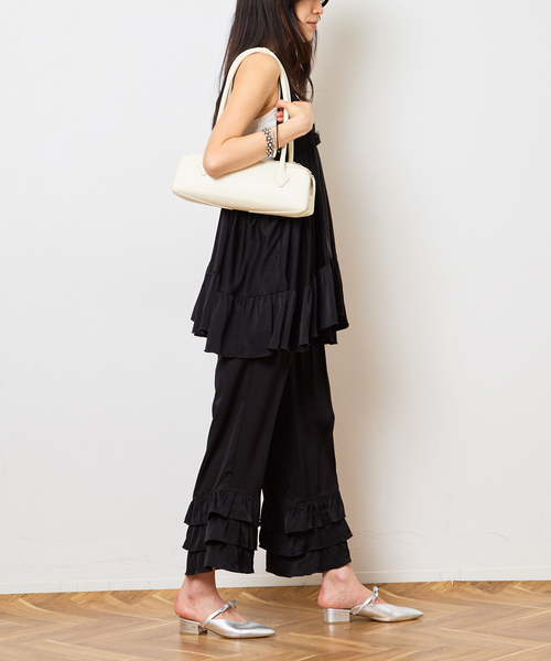 Bonum(ボナム)の「SATIN RUFFLE MINI DRESS:ワンピース(ワンピース・レディース・ブラック・FREE)」の19枚目の写真