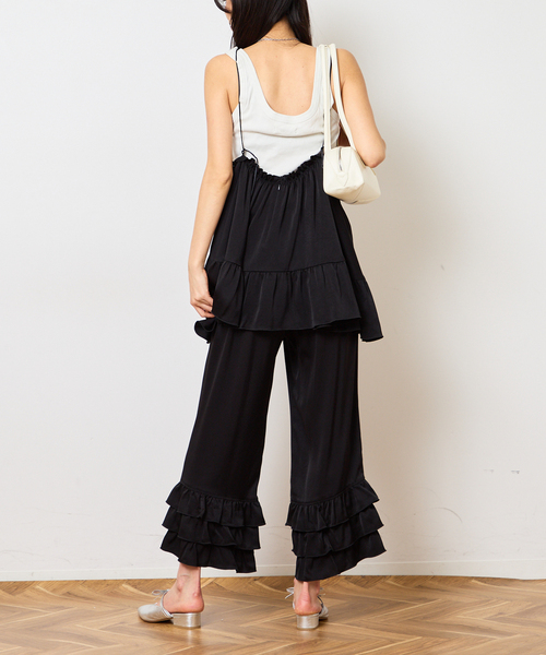 Bonum(ボナム)の「SATIN RUFFLE MINI DRESS:ワンピース(ワンピース・レディース・ブラック・FREE)」の20枚目の写真
