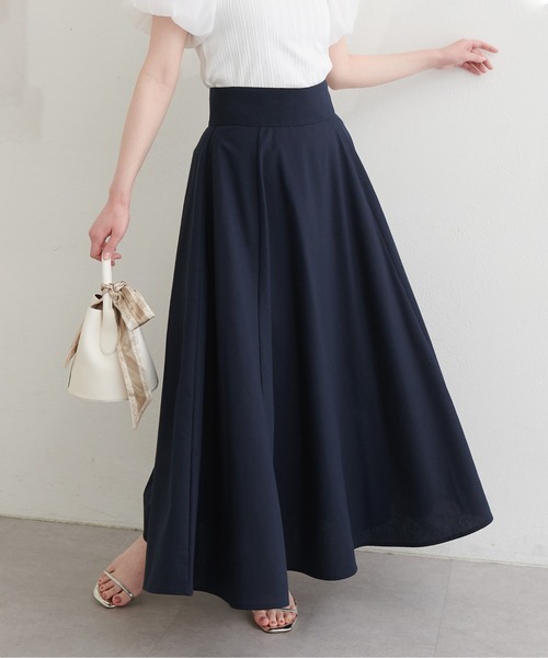 natural couture（ナチュラルクチュール）の「綿麻ハイウエストサーキュラースカート（スカート・レディース・オレンジ系その他/ライトベージュ/ブラック/ネイビー/ドット・MEDIUM/LARGE）」の15枚目の写真