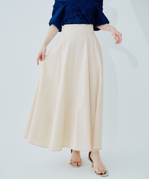 natural couture（ナチュラルクチュール）の「綿麻ハイウエストサーキュラースカート（スカート・レディース・オレンジ系その他/ライトベージュ/ブラック/ネイビー/ドット・MEDIUM/LARGE）」の20枚目の写真