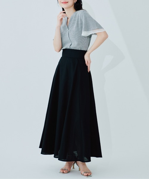 natural couture（ナチュラルクチュール）の「綿麻ハイウエストサーキュラースカート（スカート・レディース・オレンジ系その他/ライトベージュ/ブラック/ネイビー/ドット・MEDIUM/LARGE）」の22枚目の写真