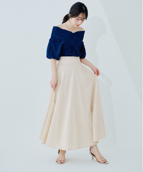 natural couture（ナチュラルクチュール）の「綿麻ハイウエストサーキュラースカート（スカート・レディース・オレンジ系その他/ライトベージュ/ブラック/ネイビー/ドット・MEDIUM/LARGE）」の18枚目の写真