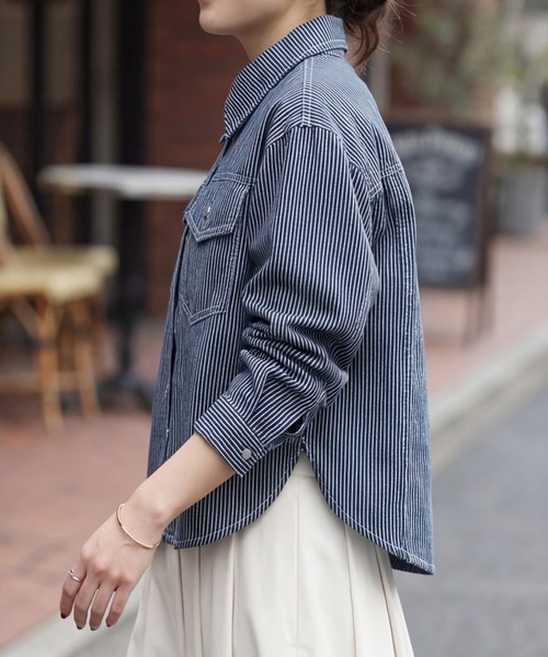ヒッコリーストライプ柄シャツジャケット（デニムジャケット）｜STYLE