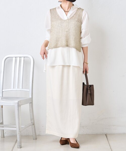 Jena espace merveilleux(ジェナ エスパスメルヴェイユ)の「キャタピラーナロースカート(スカート・レディース・チャコールグレー/オフホワイト/ベージュ・FREE)」の15枚目の写真