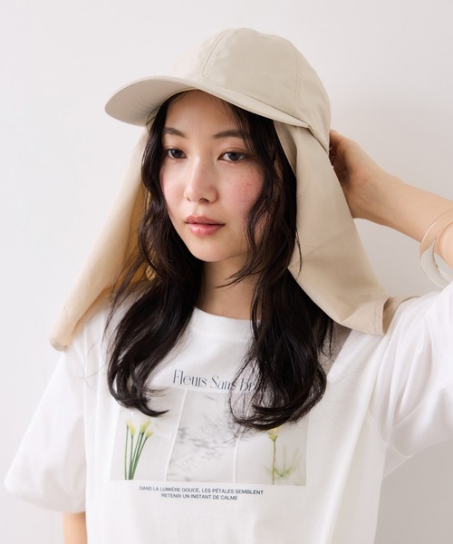 VIS(ビス)の「マイナス18℃ネックカバーつきUVキャップ/UVカット・遮熱(キャップ・レディース・ベージュ/ブラック・FREE)」の7枚目の写真