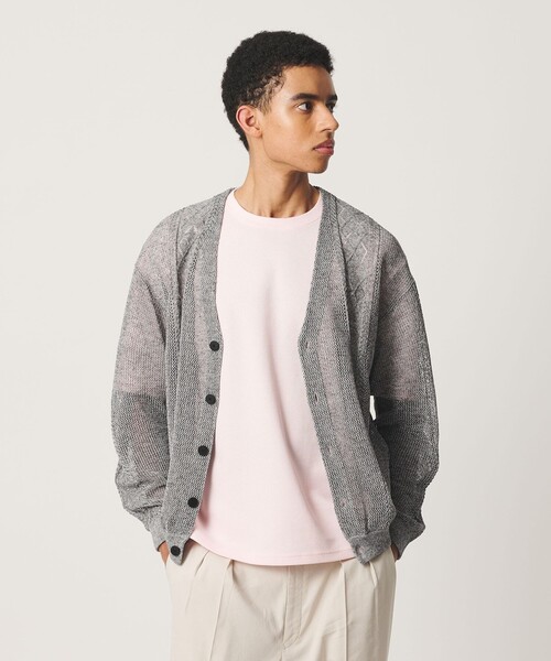 BEAUTY&YOUTH UNITED ARROWS(ビューティーアンドユースユナイテッドアローズ)の「アイレットパターン シアー カーディガン(カーディガン/ボレロ・メンズ・グレー系/ベージュ・S/M/XL/L)」の2枚目の写真