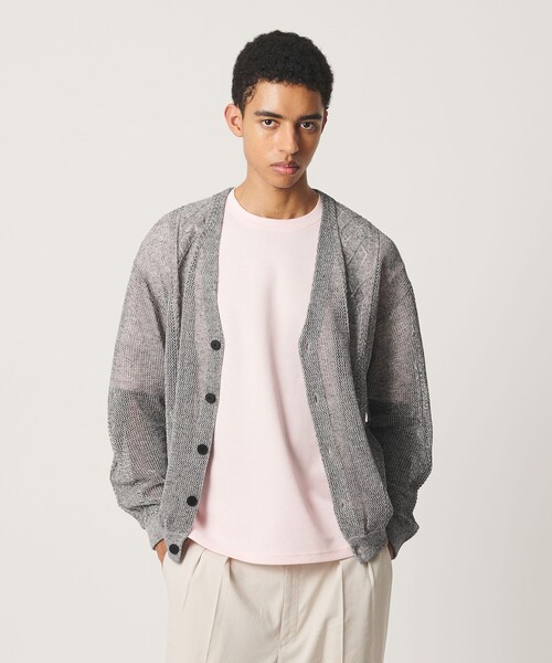 BEAUTY&YOUTH UNITED ARROWS(ビューティーアンドユースユナイテッドアローズ)の「アイレットパターン シアー カーディガン(カーディガン/ボレロ・メンズ・グレー系/ベージュ・S/M/XL/L)」の3枚目の写真
