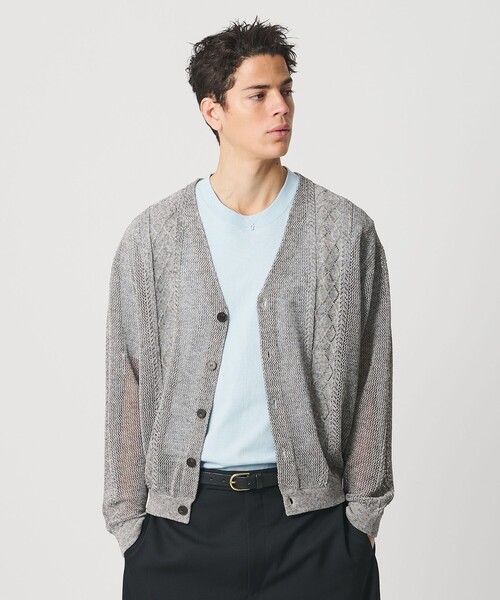 BEAUTY&YOUTH UNITED ARROWS(ビューティーアンドユースユナイテッドアローズ)の「アイレットパターン シアー カーディガン(カーディガン/ボレロ・メンズ・グレー系/ベージュ・S/M/XL/L)」の6枚目の写真