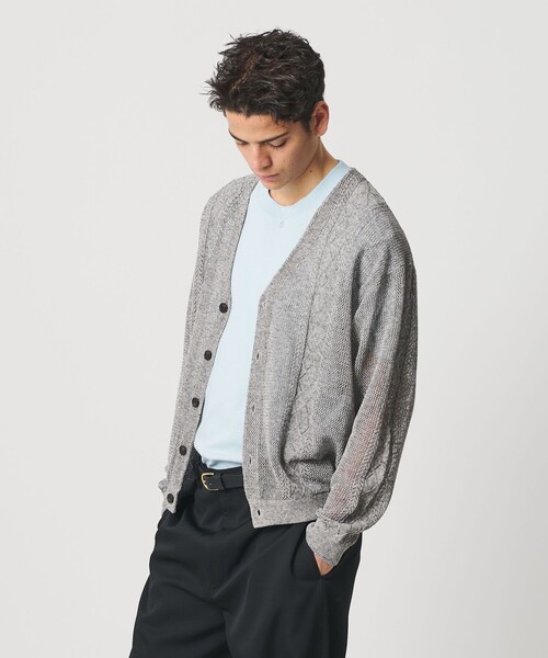 BEAUTY&YOUTH UNITED ARROWS(ビューティーアンドユースユナイテッドアローズ)の「アイレットパターン シアー カーディガン(カーディガン/ボレロ・メンズ・グレー系/ベージュ・S/M/XL/L)」の7枚目の写真