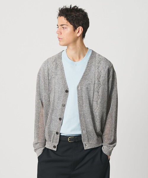 BEAUTY&YOUTH UNITED ARROWS(ビューティーアンドユースユナイテッドアローズ)の「アイレットパターン シアー カーディガン(カーディガン/ボレロ・メンズ・グレー系/ベージュ・S/M/XL/L)」の8枚目の写真