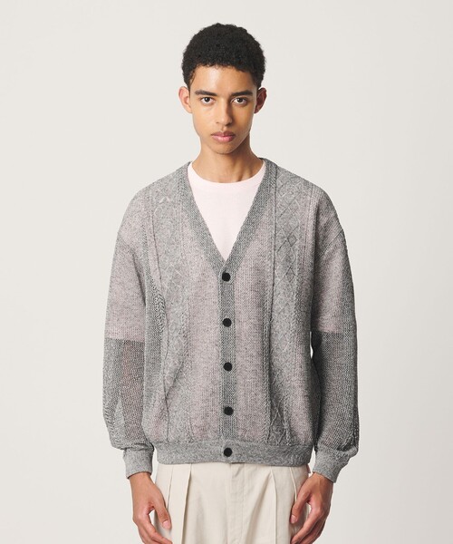 BEAUTY&YOUTH UNITED ARROWS(ビューティーアンドユースユナイテッドアローズ)の「アイレットパターン シアー カーディガン(カーディガン/ボレロ・メンズ・グレー系/ベージュ・S/M/XL/L)」の12枚目の写真
