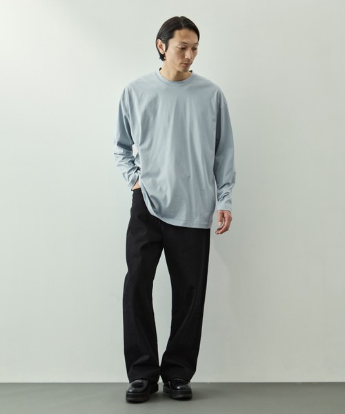 ATON(エイトン)の「【ATON/エイトン】SUVIN 60/2 OVERSIZED LONG SLEEVE T-SHIRT(Tシャツ/カットソー・メンズ・ホワイト/ブラック/サックスブルー・4/6)」の14枚目の写真