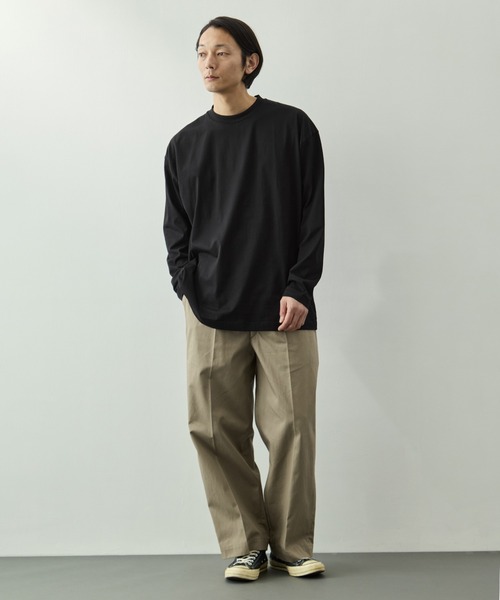 ATON(エイトン)の「【ATON/エイトン】SUVIN 60/2 OVERSIZED LONG SLEEVE T-SHIRT(Tシャツ/カットソー・メンズ・ホワイト/ブラック/サックスブルー・4/6)」の19枚目の写真