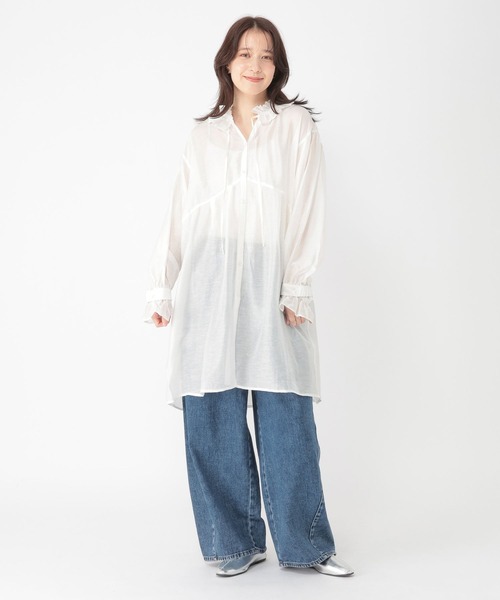 studio CLIP（スタディオクリップ）の「マルチWAYフリルチュニックワンピース（チュニック・レディース・モカ/ホワイト・FREE）」の7枚目の写真