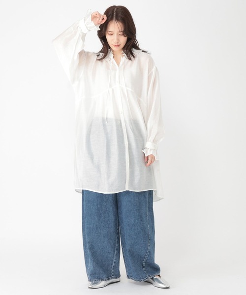 studio CLIP（スタディオクリップ）の「マルチWAYフリルチュニックワンピース（チュニック・レディース・モカ/ホワイト・FREE）」の8枚目の写真