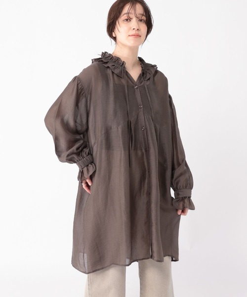 studio CLIP（スタディオクリップ）の「マルチWAYフリルチュニックワンピース（チュニック・レディース・モカ/ホワイト・FREE）」の14枚目の写真