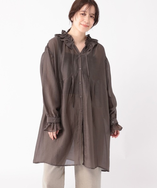 studio CLIP（スタディオクリップ）の「マルチWAYフリルチュニックワンピース（チュニック・レディース・モカ/ホワイト・FREE）」の15枚目の写真