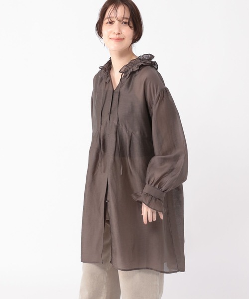 studio CLIP（スタディオクリップ）の「マルチWAYフリルチュニックワンピース（チュニック・レディース・モカ/ホワイト・FREE）」の16枚目の写真