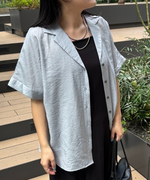 A part by(アパートバイ)の「【接触冷感】シアーオープンカラーシャツ(シャツ/ブラウス・レディース・ピンク/アイボリー/ブルー系その他4/チャコールグレー/キャメル/ブラック・FREE)」の19枚目の写真