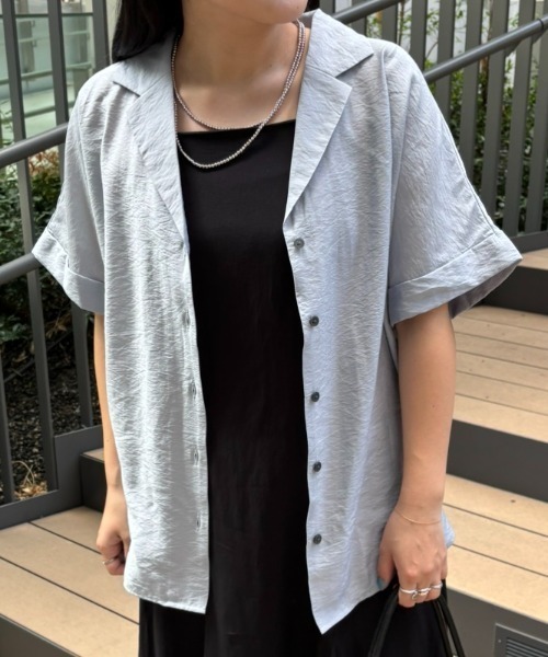 A part by(アパートバイ)の「【接触冷感】シアーオープンカラーシャツ(シャツ/ブラウス・レディース・ピンク/アイボリー/ブルー系その他4/チャコールグレー/キャメル/ブラック・FREE)」の20枚目の写真