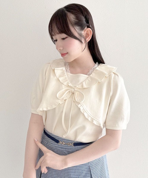 F i.n.t(フィント)の「レイヤード風フリルカットトップス/fint フィント(Tシャツ/カットソー・レディース・ラベンダー/ミント/アイボリー・FREE)」の2枚目の写真