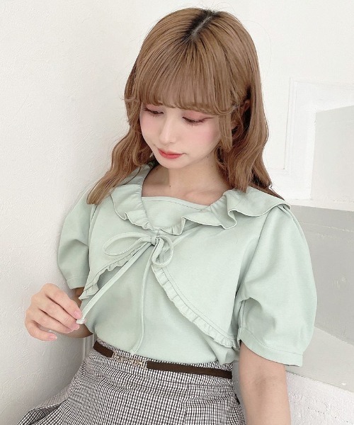 F i.n.t(フィント)の「レイヤード風フリルカットトップス/fint フィント(Tシャツ/カットソー・レディース・ラベンダー/ミント/アイボリー・FREE)」の1枚目の写真