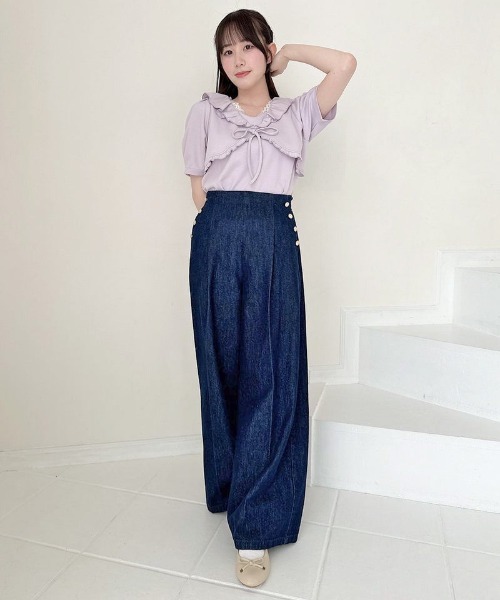 F i.n.t(フィント)の「レイヤード風フリルカットトップス/fint フィント(Tシャツ/カットソー・レディース・ラベンダー/ミント/アイボリー・FREE)」の4枚目の写真