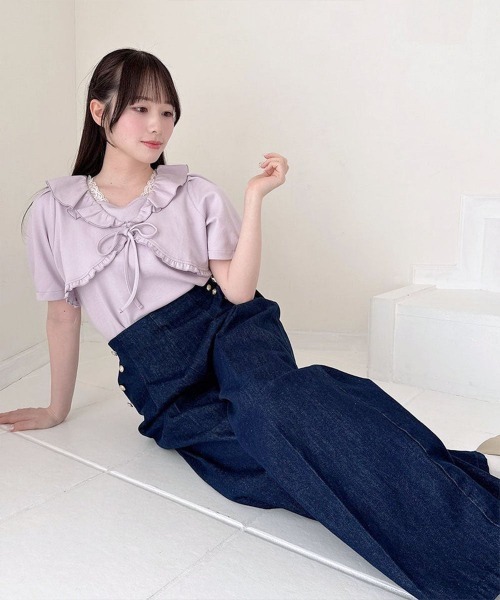 F i.n.t(フィント)の「レイヤード風フリルカットトップス/fint フィント(Tシャツ/カットソー・レディース・ラベンダー/ミント/アイボリー・FREE)」の6枚目の写真