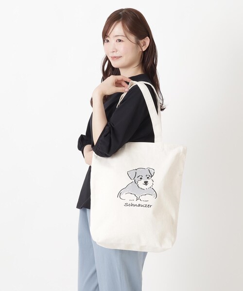 one'sterrace(ワンズテラス)の「JOUET ジョエット プリントトート シュナウザー(トートバッグ・レディース・ホワイト系9・99)」の3枚目の写真