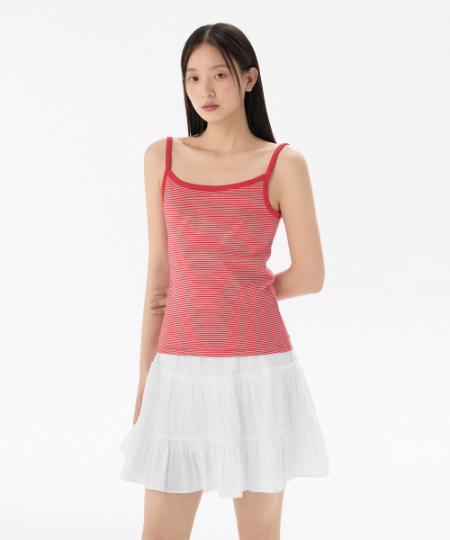 MUSINSA STANDARD WOMAN（ムシンサスタンダードウーマン）の「ウィメンズナローストライプストリングスリーブレストップ[アイボリー/レッド]（Tシャツ/カットソー・レディース・その他・X-SMALL/SMALL/MEDIUM/LARGE）」の3枚目の写真