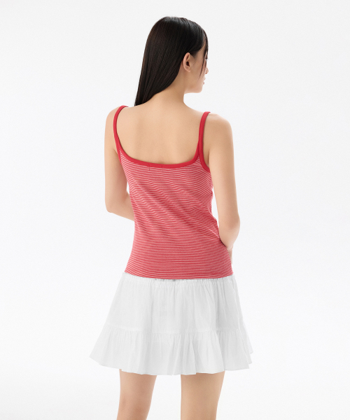 MUSINSA STANDARD WOMAN（ムシンサスタンダードウーマン）の「ウィメンズナローストライプストリングスリーブレストップ[アイボリー/レッド]（Tシャツ/カットソー・レディース・その他・X-SMALL/SMALL/MEDIUM/LARGE）」の5枚目の写真