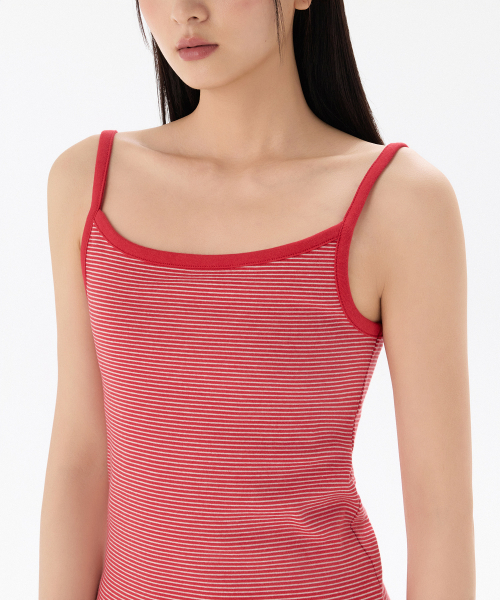 MUSINSA STANDARD WOMAN（ムシンサスタンダードウーマン）の「ウィメンズナローストライプストリングスリーブレストップ[アイボリー/レッド]（Tシャツ/カットソー・レディース・その他・X-SMALL/SMALL/MEDIUM/LARGE）」の6枚目の写真