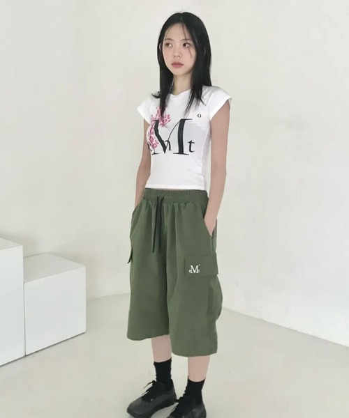 MUCENT(ムセント)の「MUCENT/カモクロスラグランTシャツ(Tシャツ/カットソー・レディース・ブラック×ピンク/ブラック×カーキ/ホワイト・FREE)」の4枚目の写真