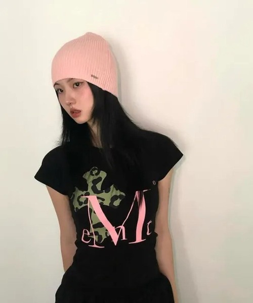 MUCENT(ムセント)の「MUCENT/カモクロスラグランTシャツ(Tシャツ/カットソー・レディース・ブラック×ピンク/ブラック×カーキ/ホワイト・FREE)」の10枚目の写真