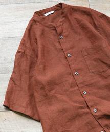 URBAN RESEARCH DOORS | シルケットリネン バンドカラーショートスリーブシャツ(シャツ/ブラウス)