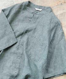 URBAN RESEARCH DOORS | シルケットリネン バンドカラーショートスリーブシャツ(シャツ/ブラウス)