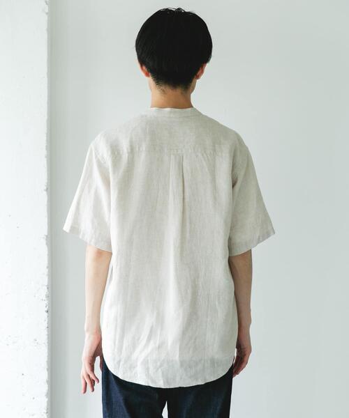 URBAN RESEARCH DOORS（アーバンリサーチドアーズ）の「シルケットリネン バンドカラーショートスリーブシャツ（シャツ/ブラウス・メンズ・ブラウン/チェック/インディゴブルー/アイボリー・MEDIUM/LARGE/X-LARGE）」の16枚目の写真