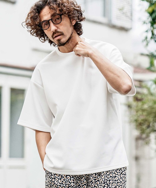 CAMBIO(カンビオ)の「mt10489- 鹿の子サイドスリットショートスリーブTシャツ(Tシャツ/カットソー・メンズ・ブラック/グレイッシュベージュ/ホワイト・XL/L/M)」の4枚目の写真