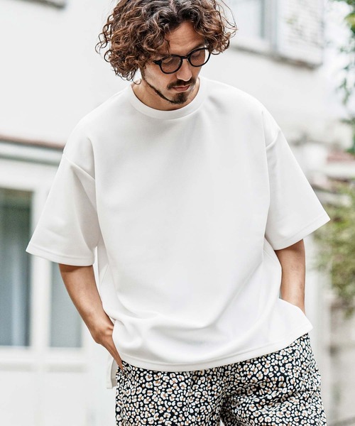 CAMBIO(カンビオ)の「mt10489- 鹿の子サイドスリットショートスリーブTシャツ(Tシャツ/カットソー・メンズ・ブラック/グレイッシュベージュ/ホワイト・XL/L/M)」の5枚目の写真