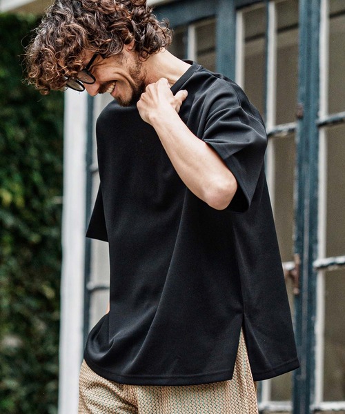 CAMBIO(カンビオ)の「mt10489- 鹿の子サイドスリットショートスリーブTシャツ(Tシャツ/カットソー・メンズ・ブラック/グレイッシュベージュ/ホワイト・XL/L/M)」の13枚目の写真
