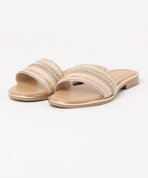ITALIAN SHOEMAKERS(イタリアンシューメーカー)の「【ITALIAN SHOEMAKERS】シャイニーボーダーフラットサンダル(962337)(サンダル・レディース・ベージュ・37/36/35/38)」の4枚目の写真