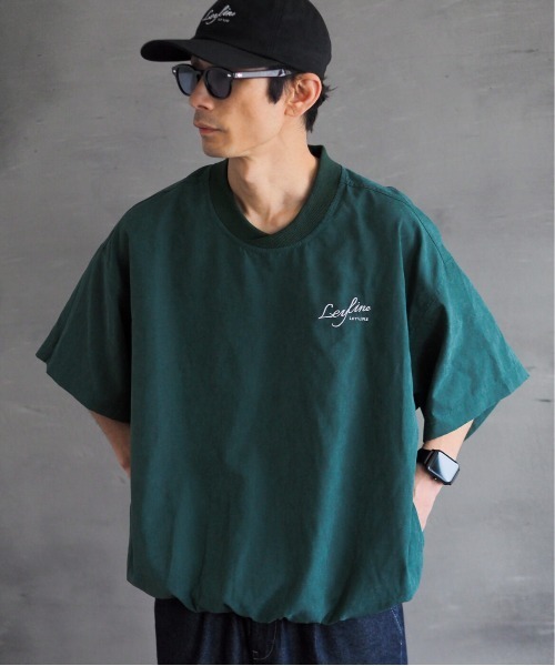 Leyline(レイライン)の「【Leyline】Premium Suede tee / スウェードタッチ 裾リブ オーバーサイズTシャツ(Tシャツ/カットソー・メンズ・ネイビー/グリーン・M/L/XL)」の2枚目の写真